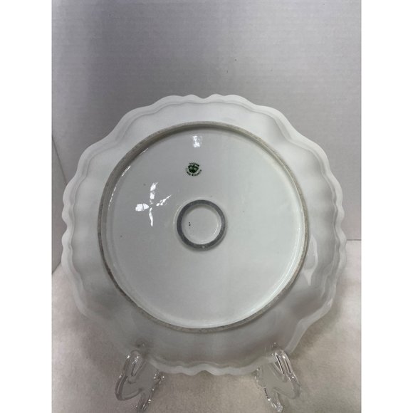 Victoria Czech Slovakia Porcelain Transfer-ware Roses Bowl Fluted Scalloped Rim - Picture 5 of 6